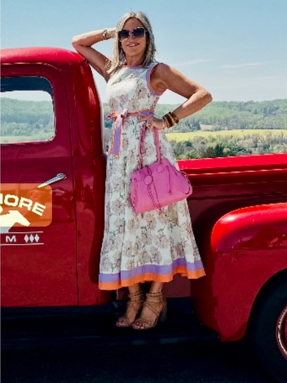BAND NEW Floral Colorblock Trim
Belted Sleeveless
Maxi Dress